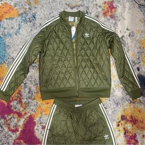Adidas Mens Olive Green Quilted Jacket/Pants NWT Sz M/S pants